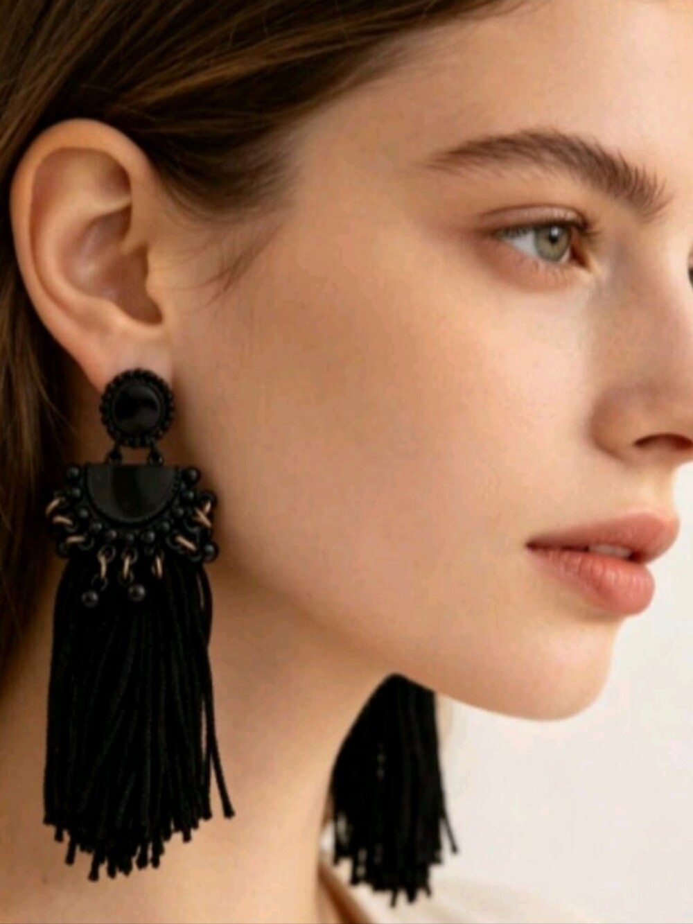 NEW! Elegant Black Tassel- Beads Statement Earrings - Women Jewelry